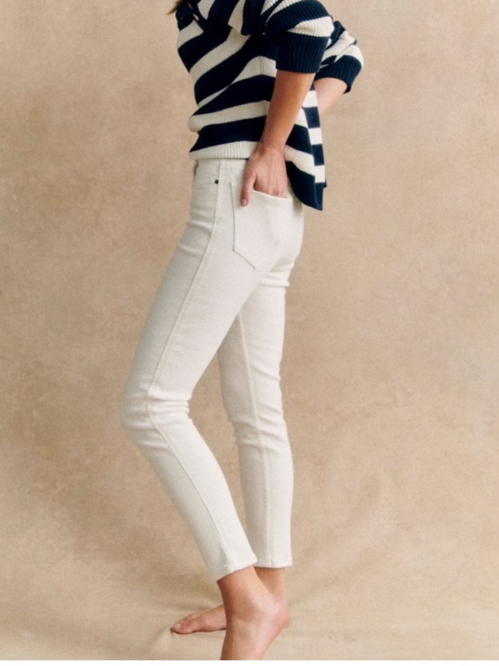 Sezane Denim Slim Parfait Jeans Ecru Cream Size 0